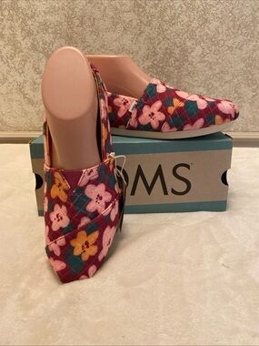 Toms Alpargata Flats Dark Fuchsia Repreve Oversized Blooms Quilted Knit